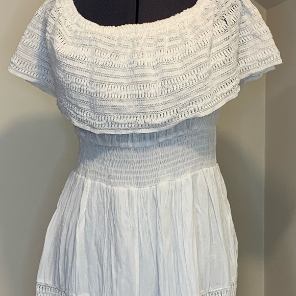 NAOO Nation AK Outfitters Boho Gauze /White Off Shoulder Maxi Dress Women… - Picture 6 of 8